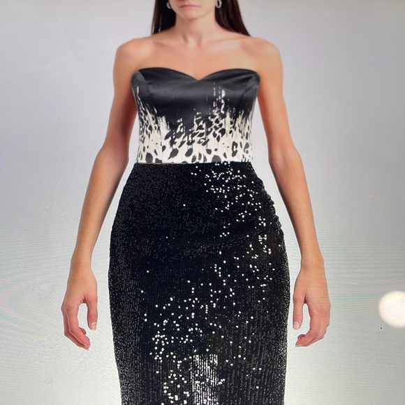 Black and white satin bustier - Picture 2 of 3